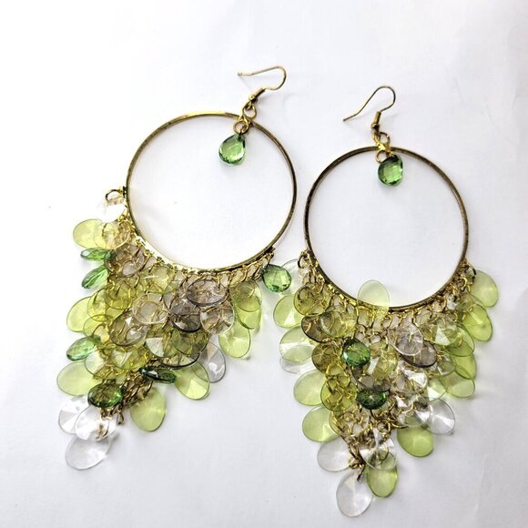 Green Tassel Earrings - Picture 2 of 6